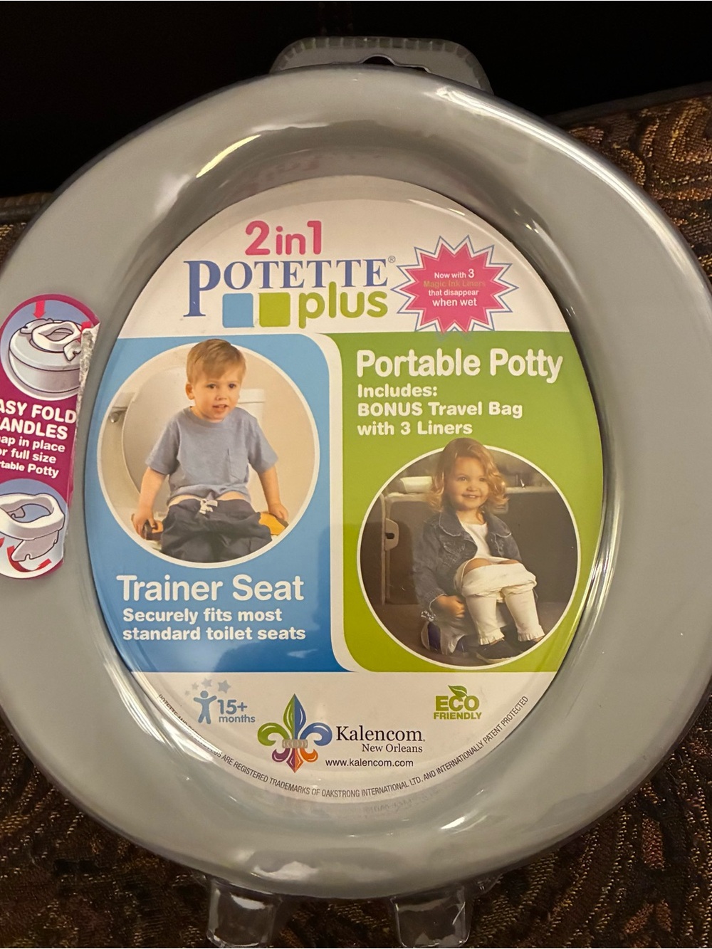 New in package Kalencom 2-in-1 Potette Plus Portable Potty Trainer Seat - Gray